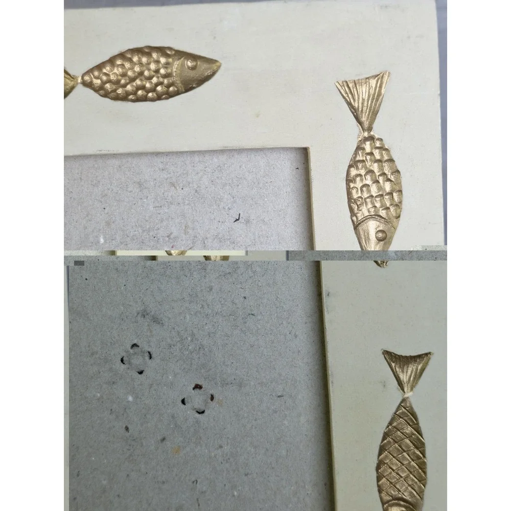 Off-white Resin photo frame embossed gold-tone metallic fish accents Coastal 4x6